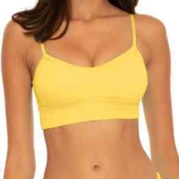 Becca Swim Smocked Cinched Bikini Top Only, Size Medium, Yellow - Picture 4 of 4